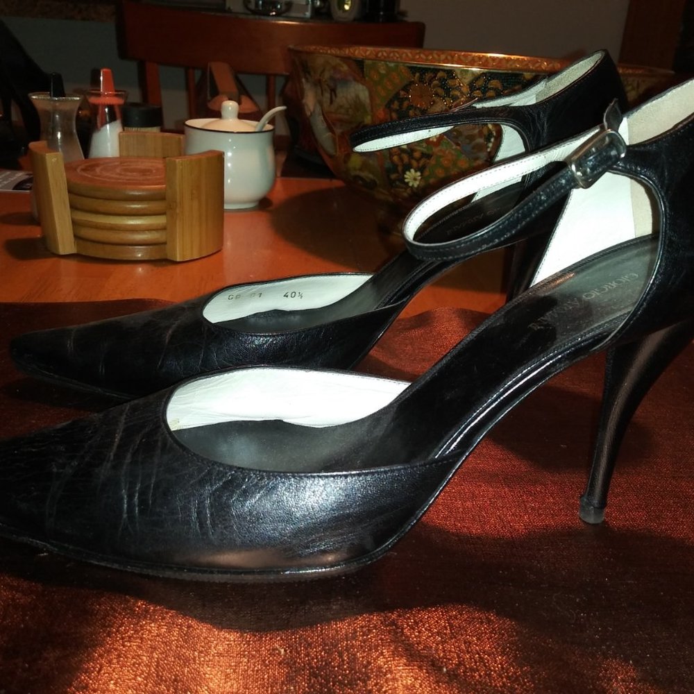 Vintage Black Giorgio Armani Heels, re-soled. Size 10 (40 1/2) OG Box + Dust Bag